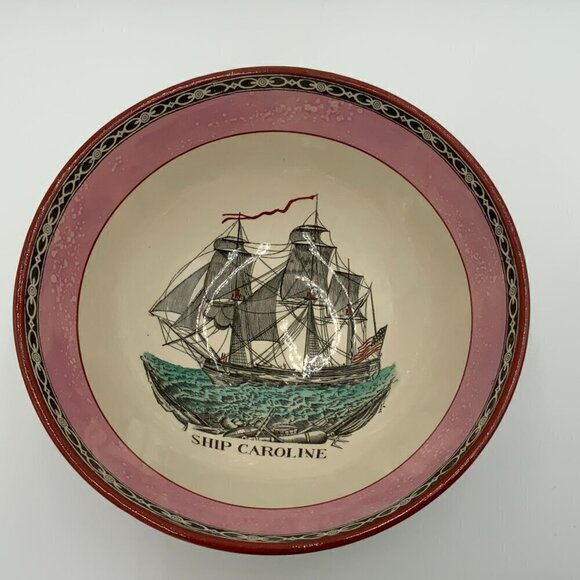 ADAMS SHIP CAROLINE PINK LUSTER PUNCH BOWL THE SHIPWRIGHT ARMS AND JAMES LEECH - Picture 3 of 9